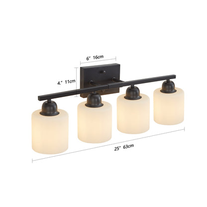 Modern 4-Light Bathroom Vanity Fixture with Black Finish