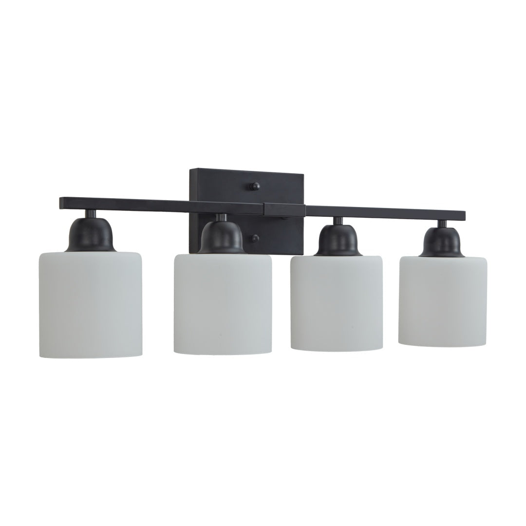 Modern 4-Light Bathroom Vanity Fixture with Black Finish