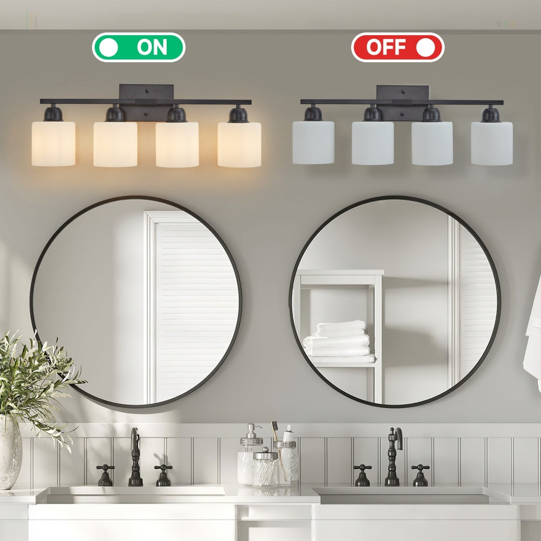 Modern 4-Light Bathroom Vanity Fixture with Black Finish