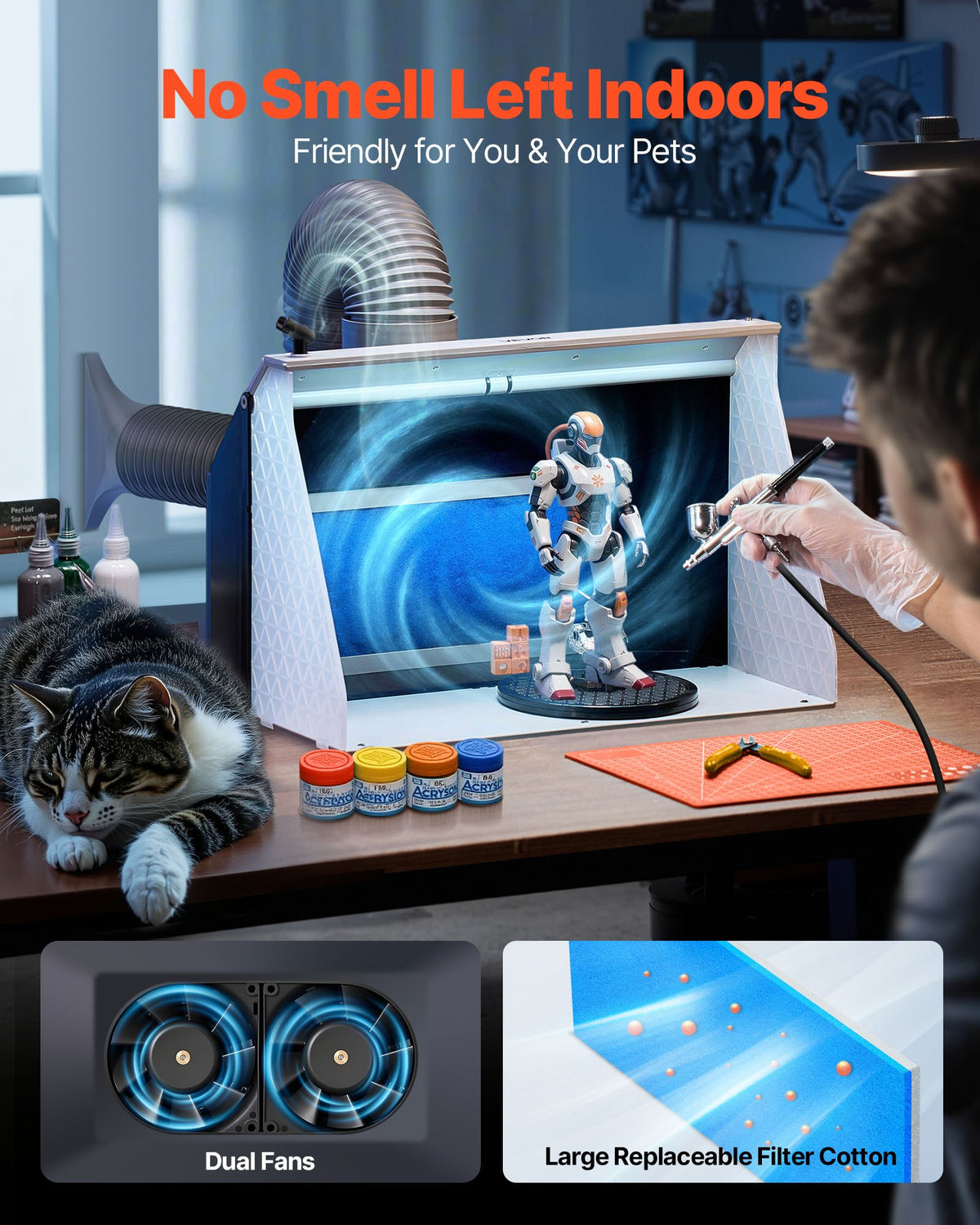 Portable Airbrush Spray Booth with Dual Fans